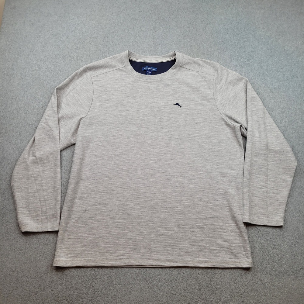 Tommy Bahama Long Sleeve Shirt Mens XL Gray Marl Waffle Knit Pullover